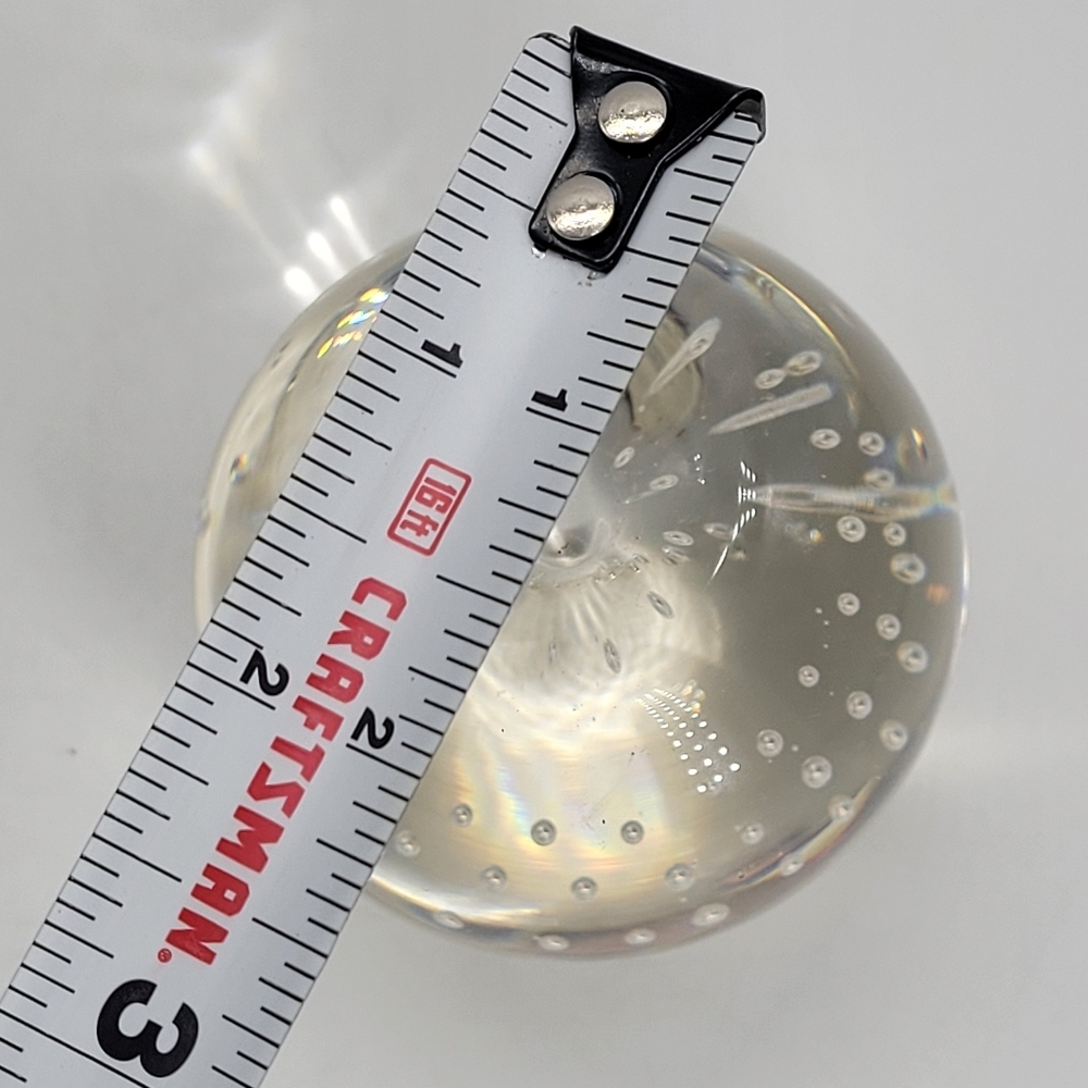 Vintage Bubble Blown Glass Round Paperweight Clear Art Glass Heavy - Picture 8 of 8